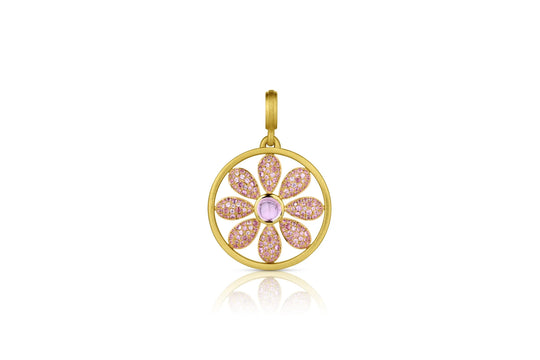 Pavé Flora Pendant - Pink Sapphire