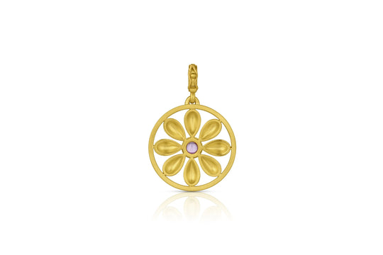 Pavé Flora Pendant - Pink Sapphire