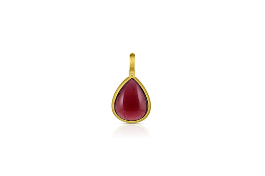 Large Bezel Set Cabochon Pendant - Pear Shape Tourmaline