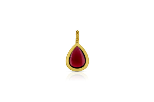 Large Bezel Set Cabochon Pendant - Pear Shape Tourmaline