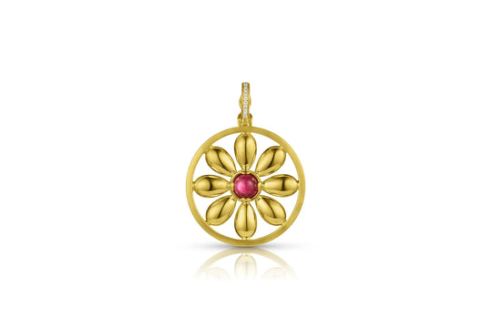 Flora Pendant - Deep Pink Tourmaline