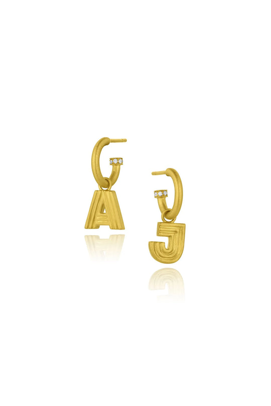 Ridged Initial Earring Charms