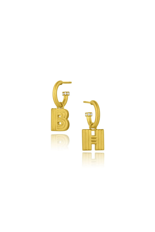 Ridged Initial Earring Charms