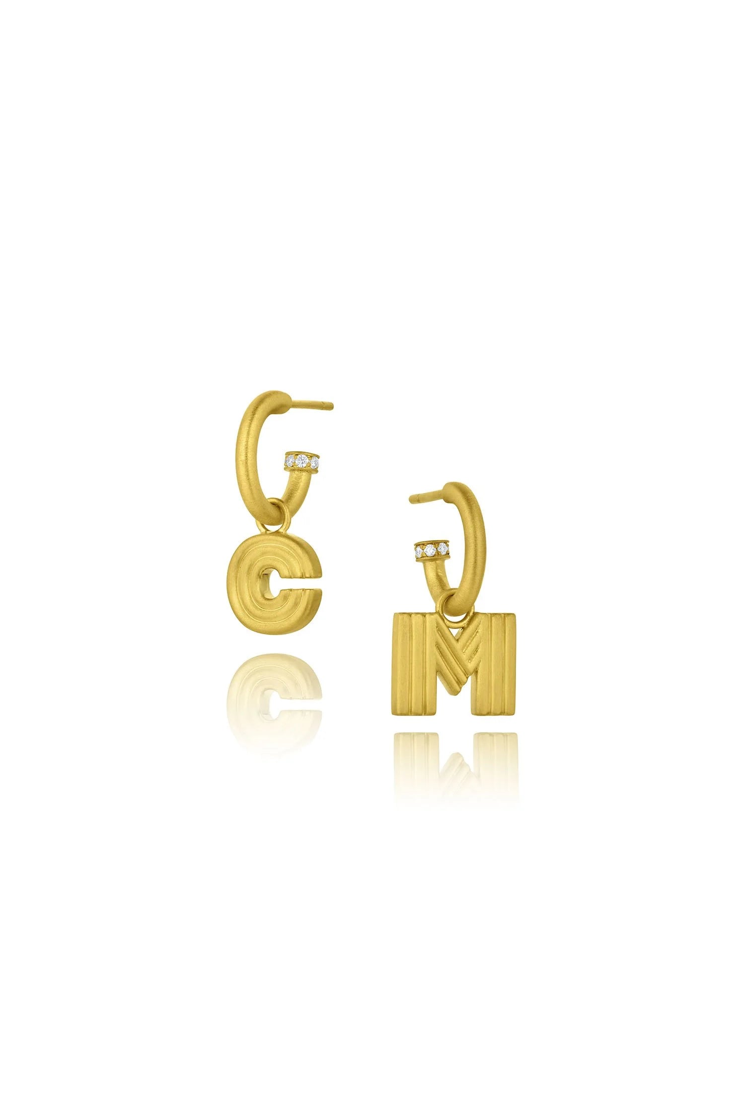 Ridged Initial Earring Charms