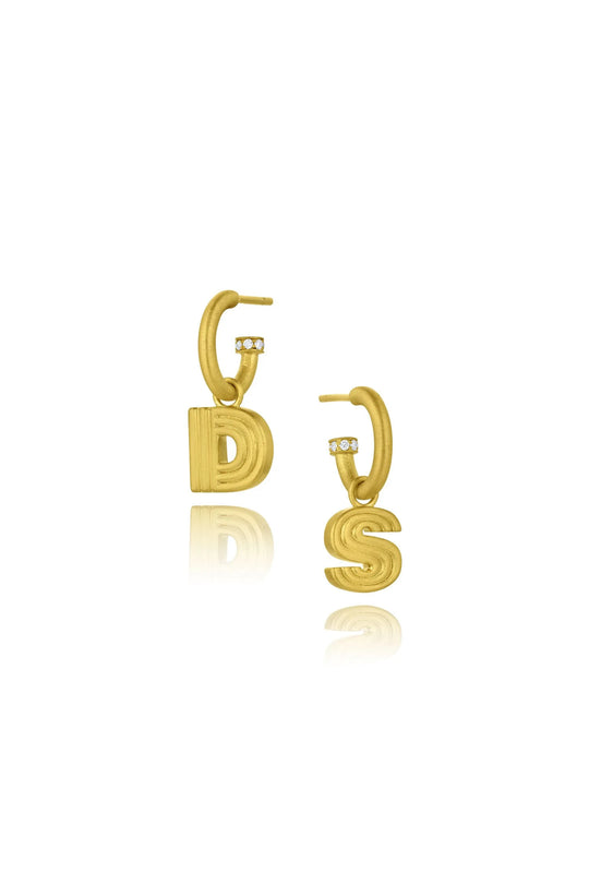 Ridged Initial Earring Charms