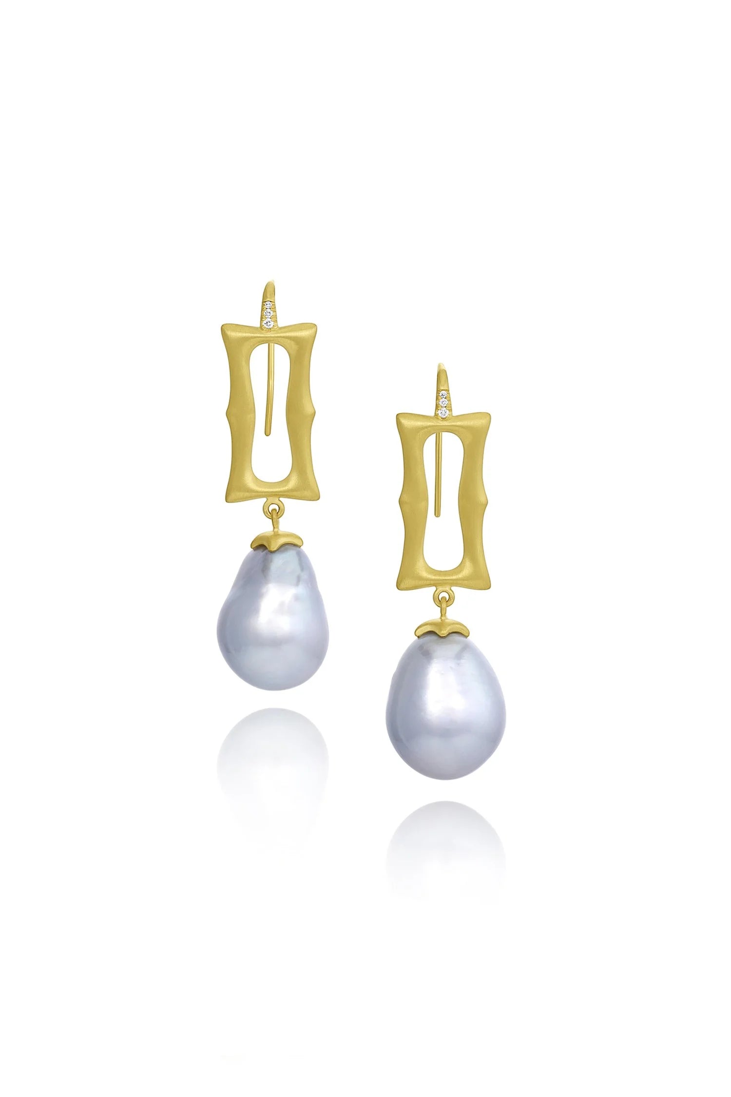 Long Frame Earrings - South Seas Pearls