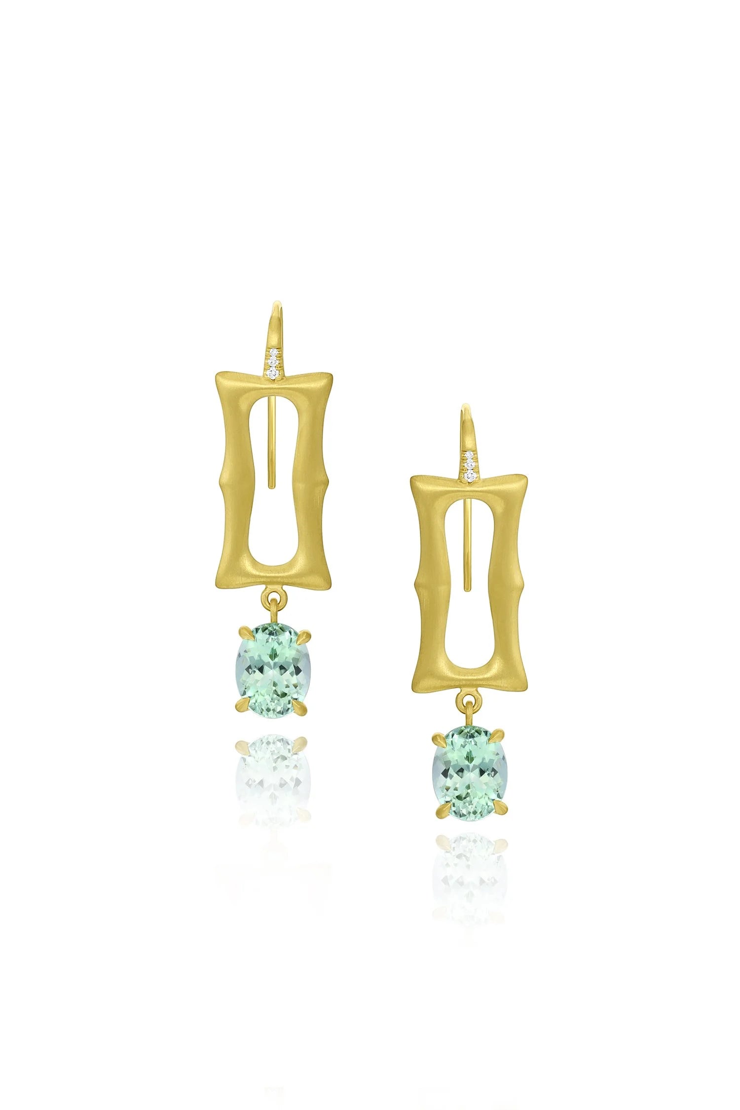 Long Frame Earrings - Mint Green Tourmaline