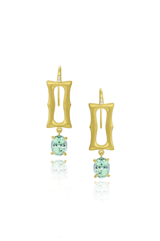 Long Frame Earrings - Mint Green Tourmaline