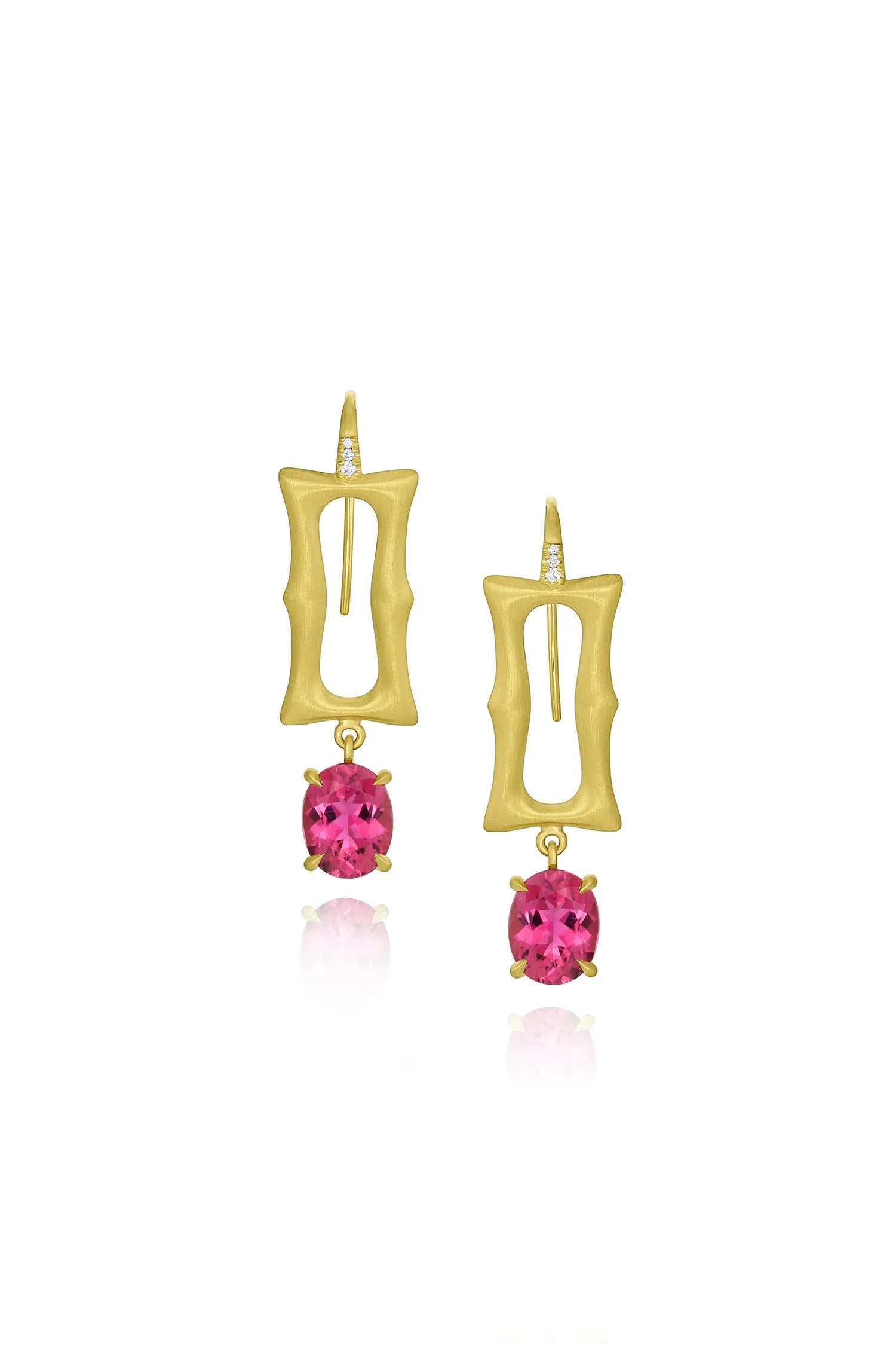 Long Frame Earrings - Pink Tourmaline