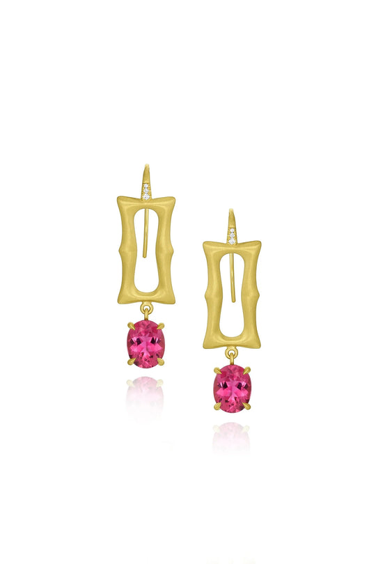 Long Frame Earrings - Pink Tourmaline
