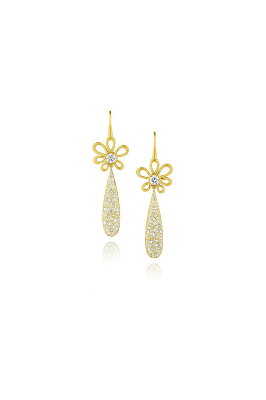 Pavé Flora Earrings - Diamond