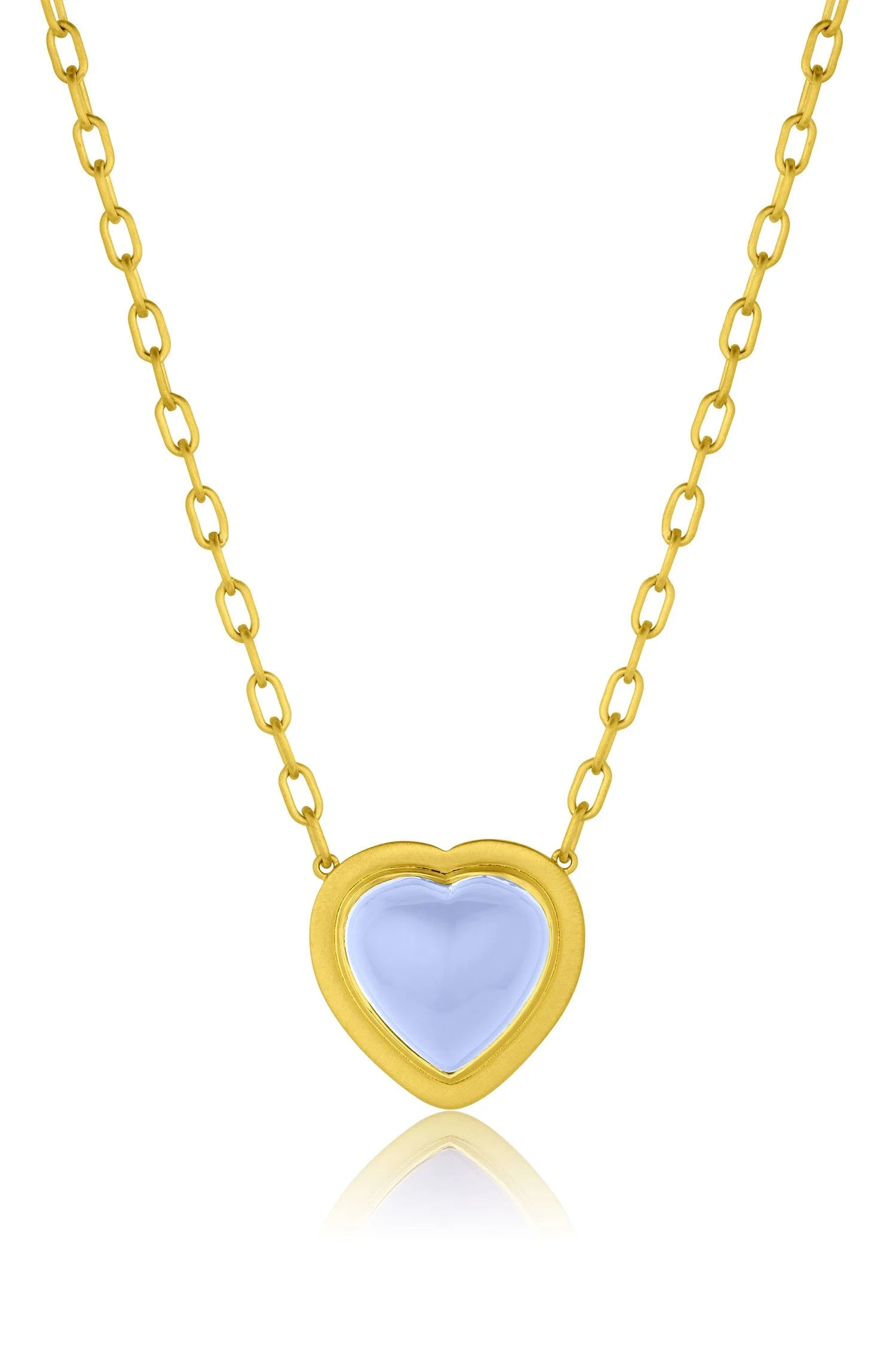Cabochon Heart Necklace - Chalcedony