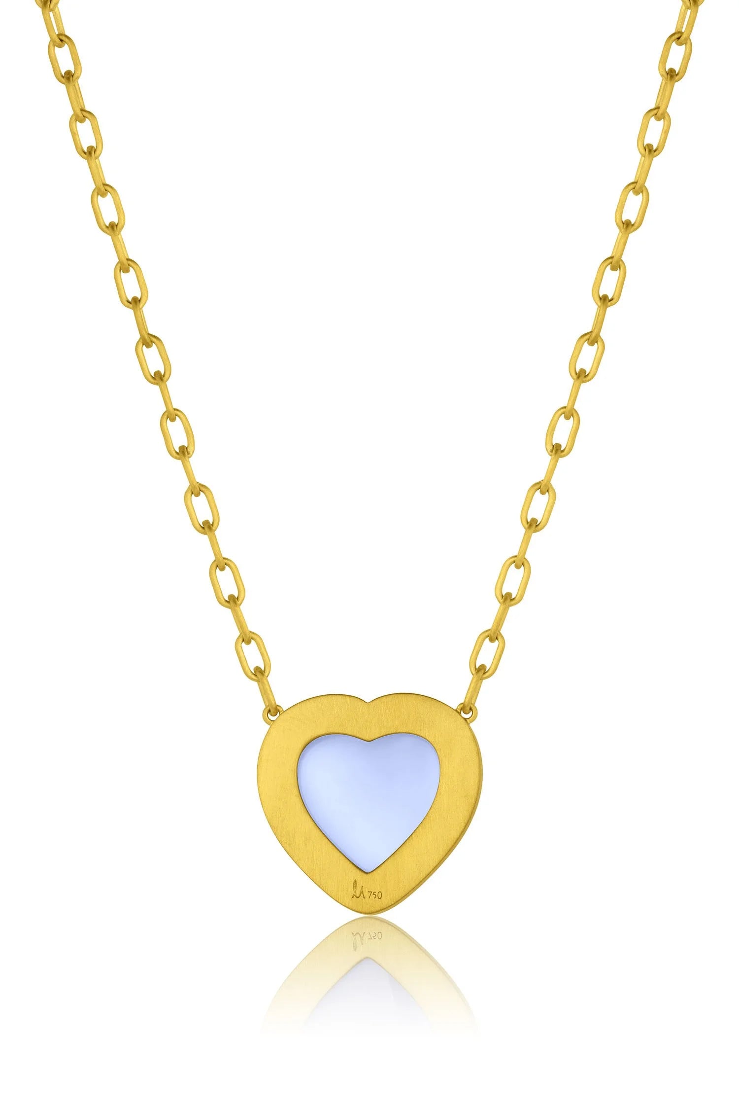 Cabochon Heart Necklace - Chalcedony
