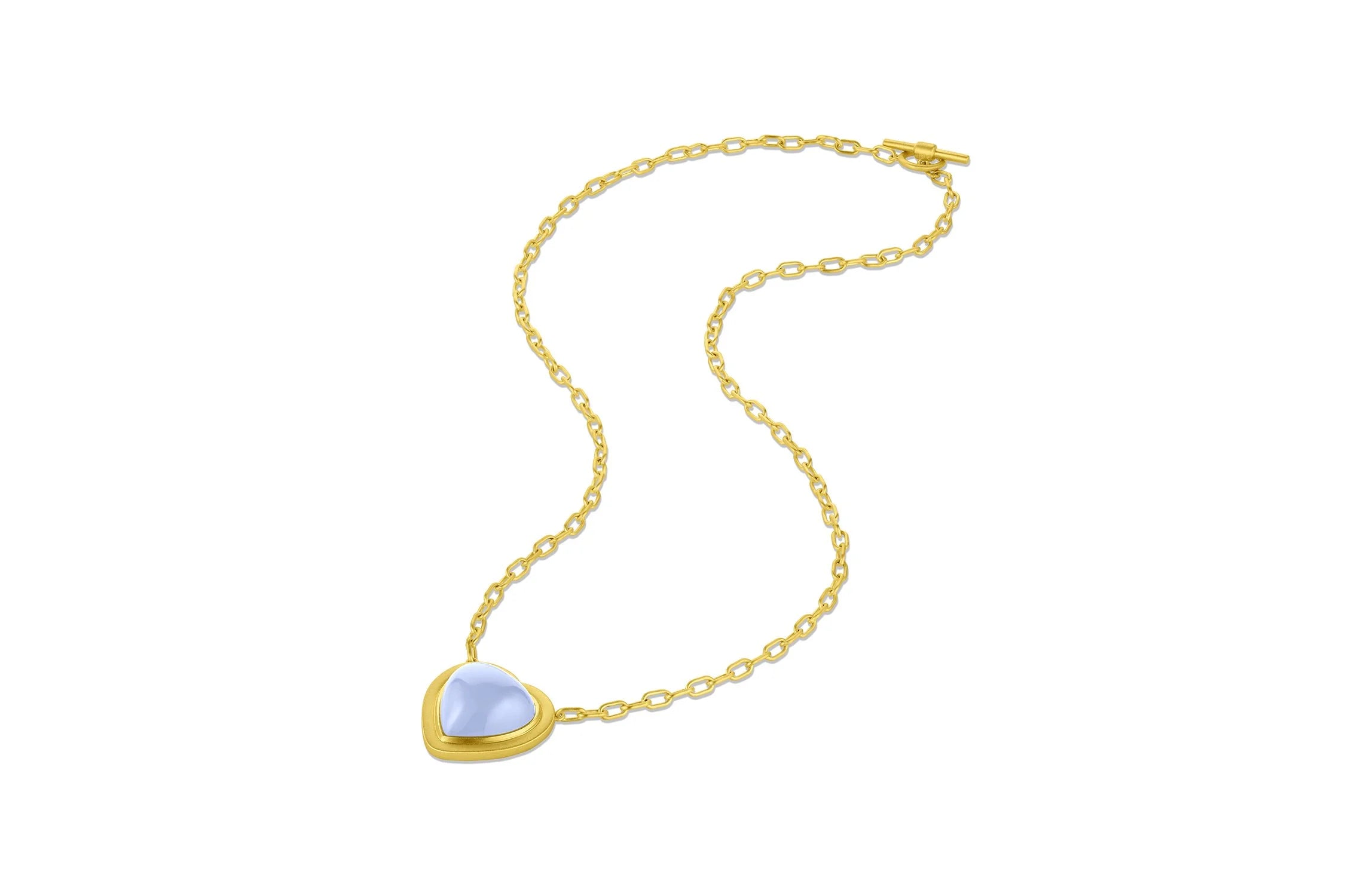 Cabochon Heart Necklace - Chalcedony