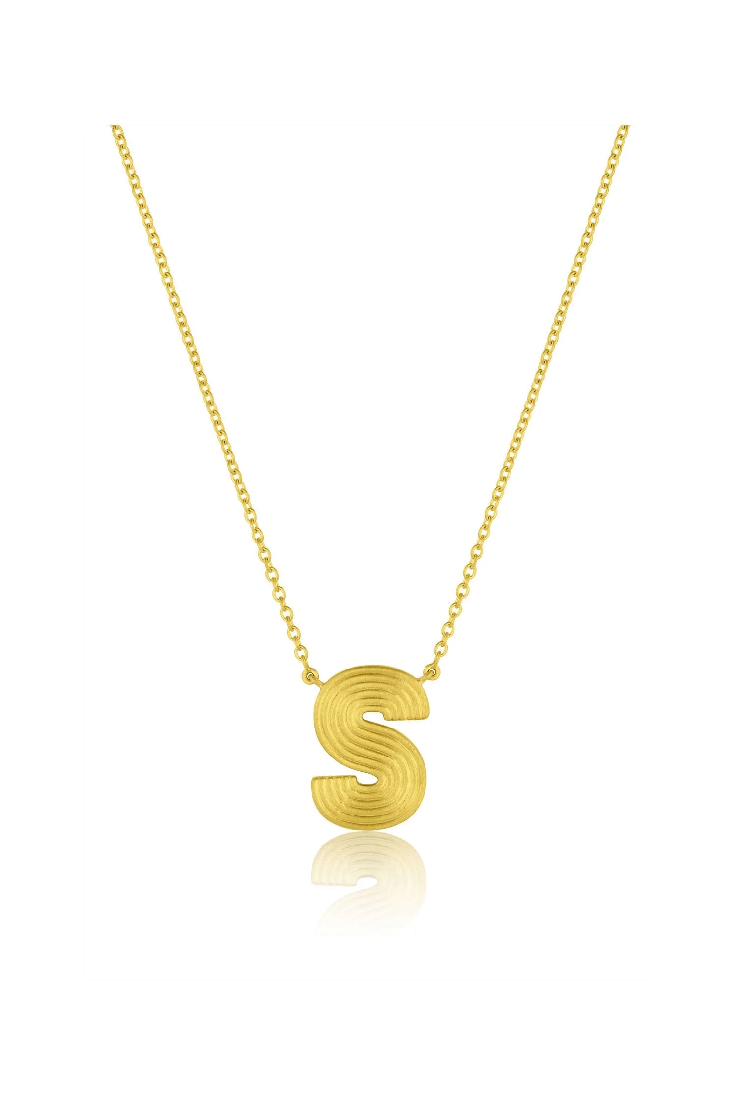 Small Ridged Initial Necklace