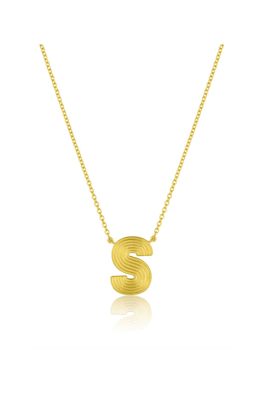 Small Ridged Initial Necklace