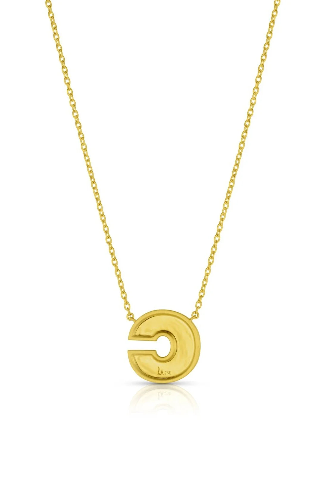 Small Ridged Initial Necklace with Pavé - Diamond