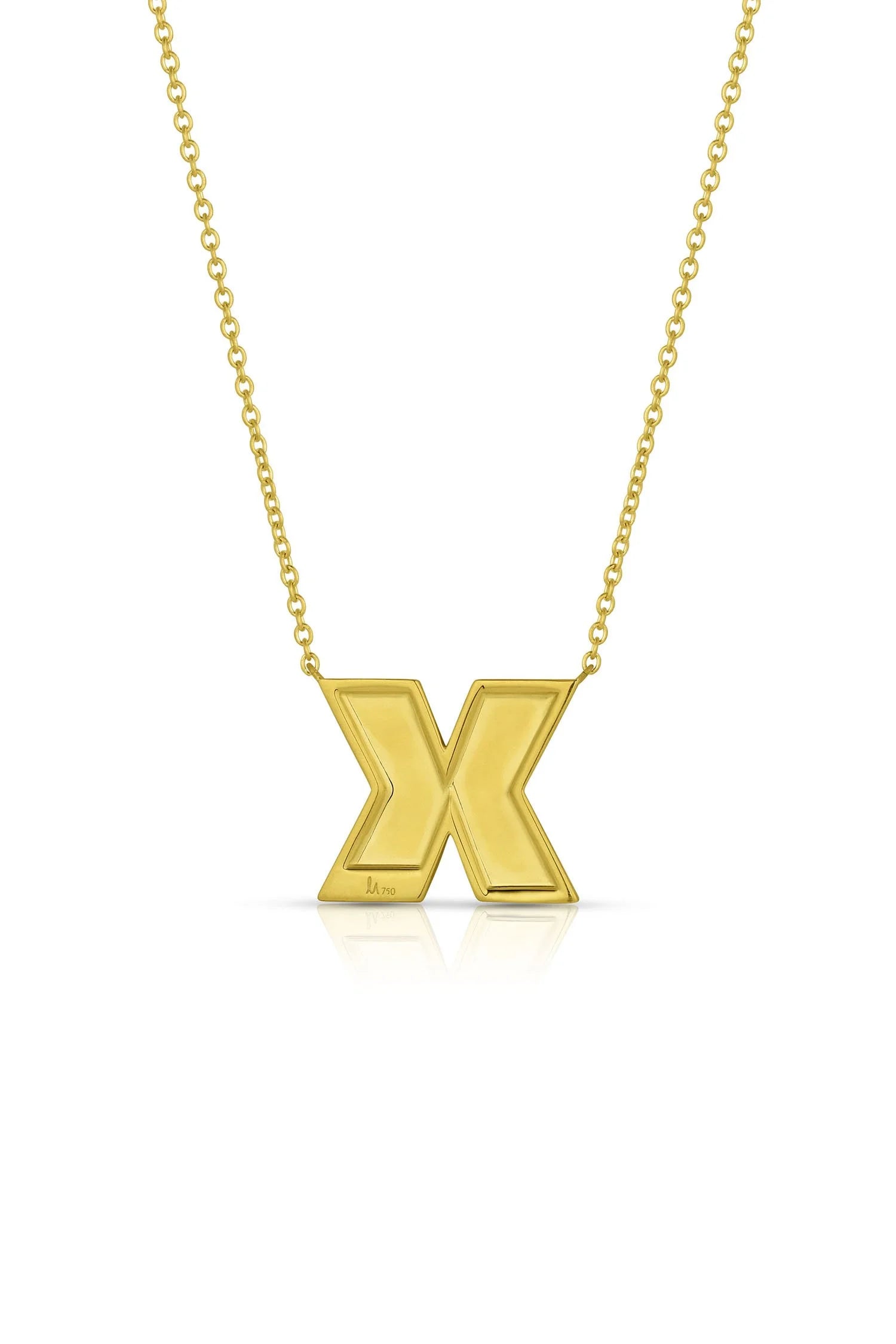 Small Ridged Initial Necklace with Pavé - Diamond