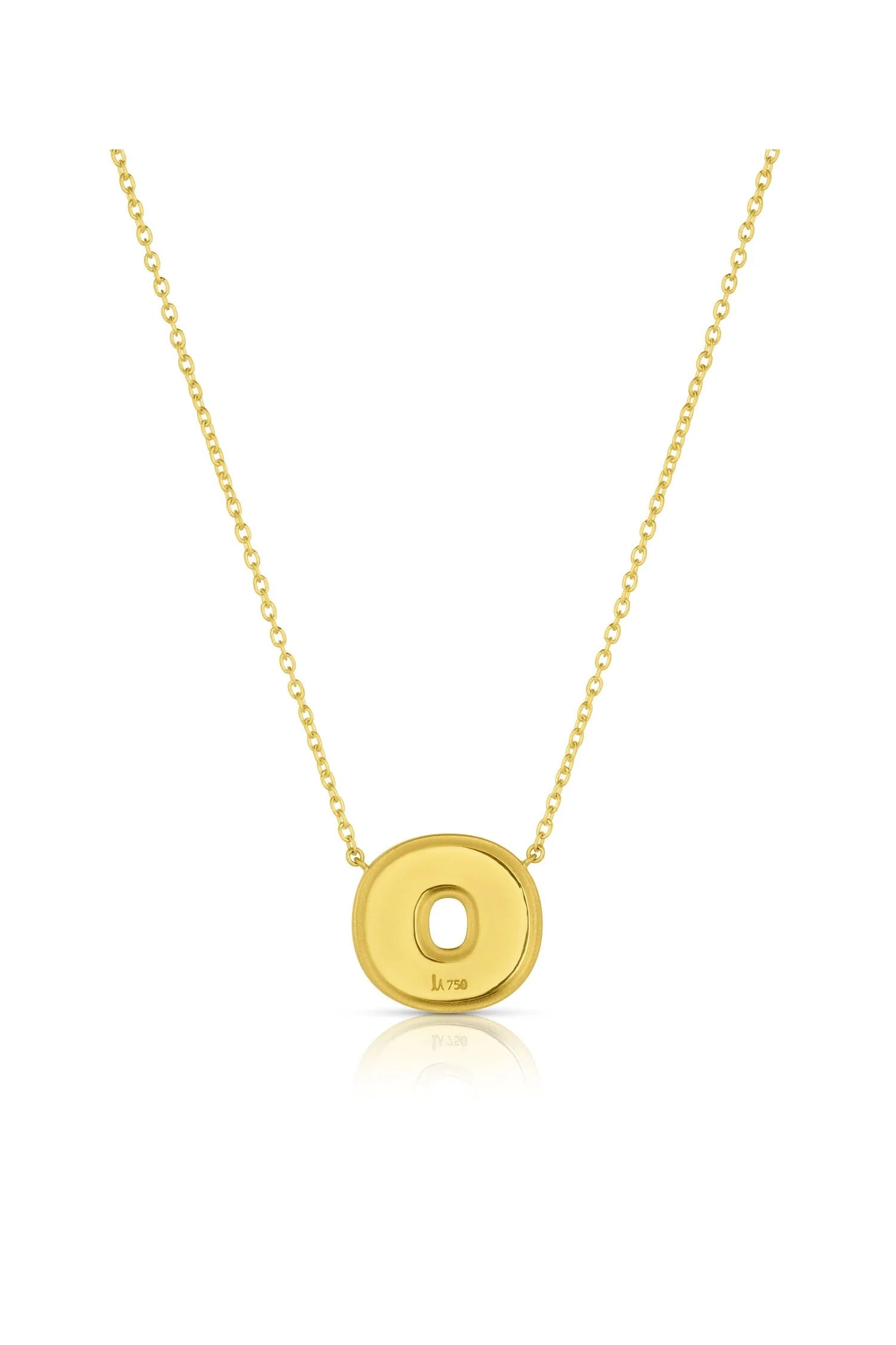 Small Ridged Initial Necklace with Pavé - Diamond