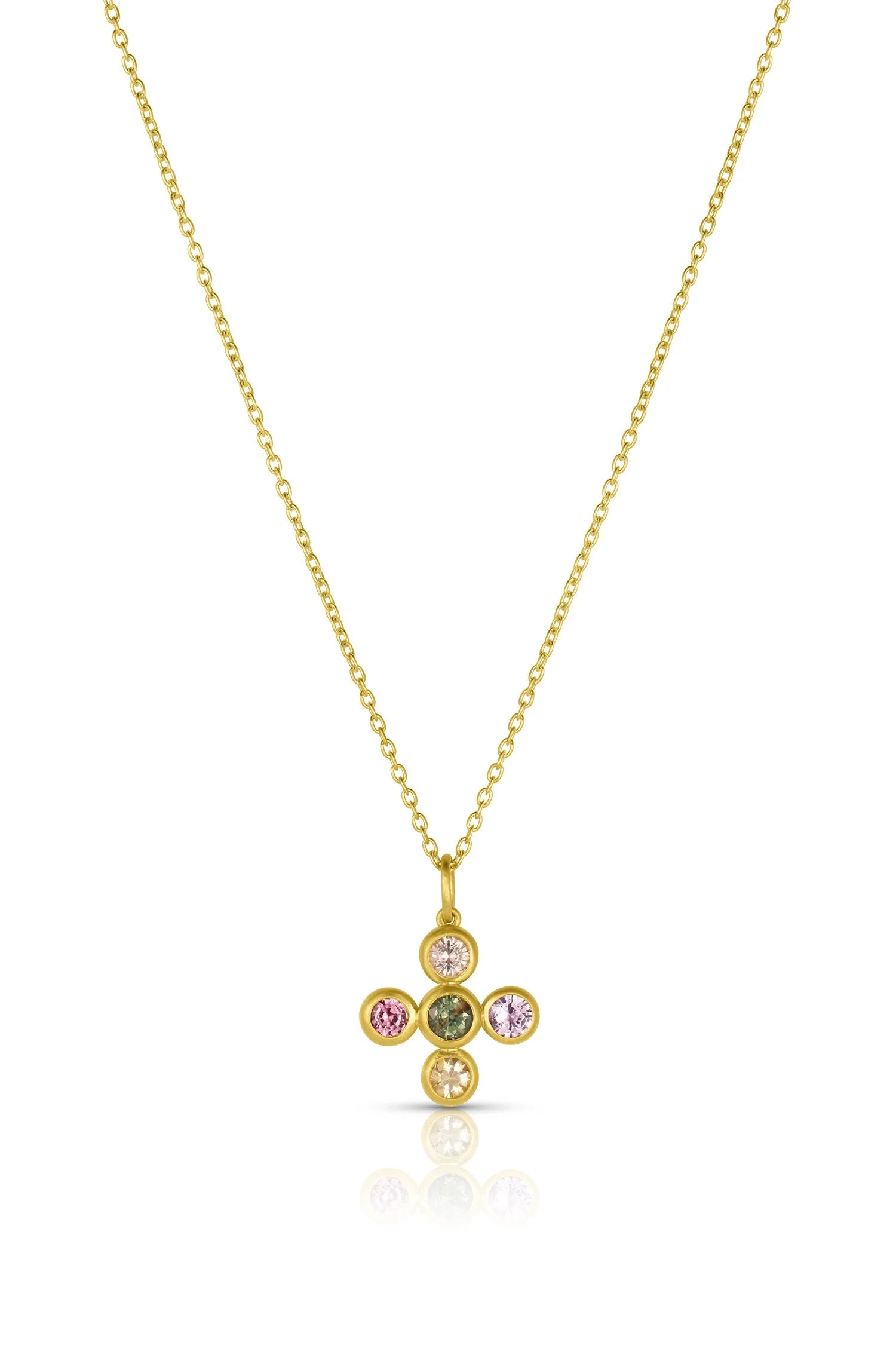 Mixed Sapphire Cross Necklace