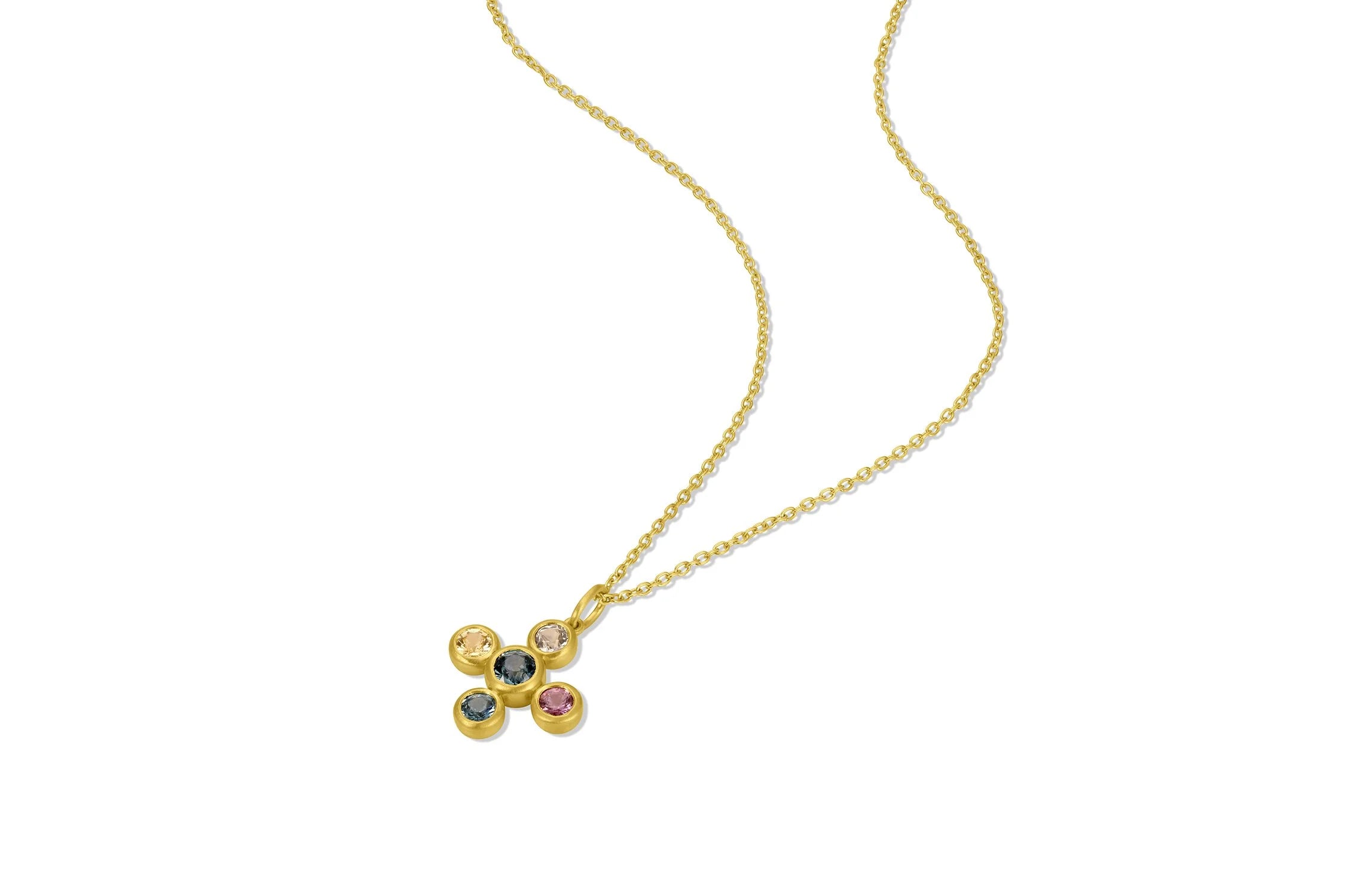 Mixed Sapphire Cross Necklace
