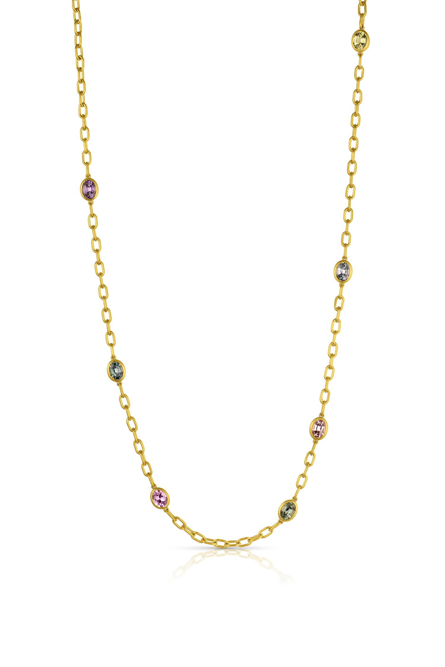Inline Gemstone Necklace - Multi Color Sapphire
