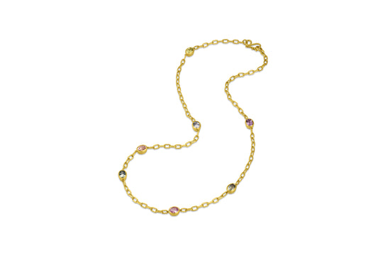 Inline Gemstone Necklace - Multi Color Sapphire