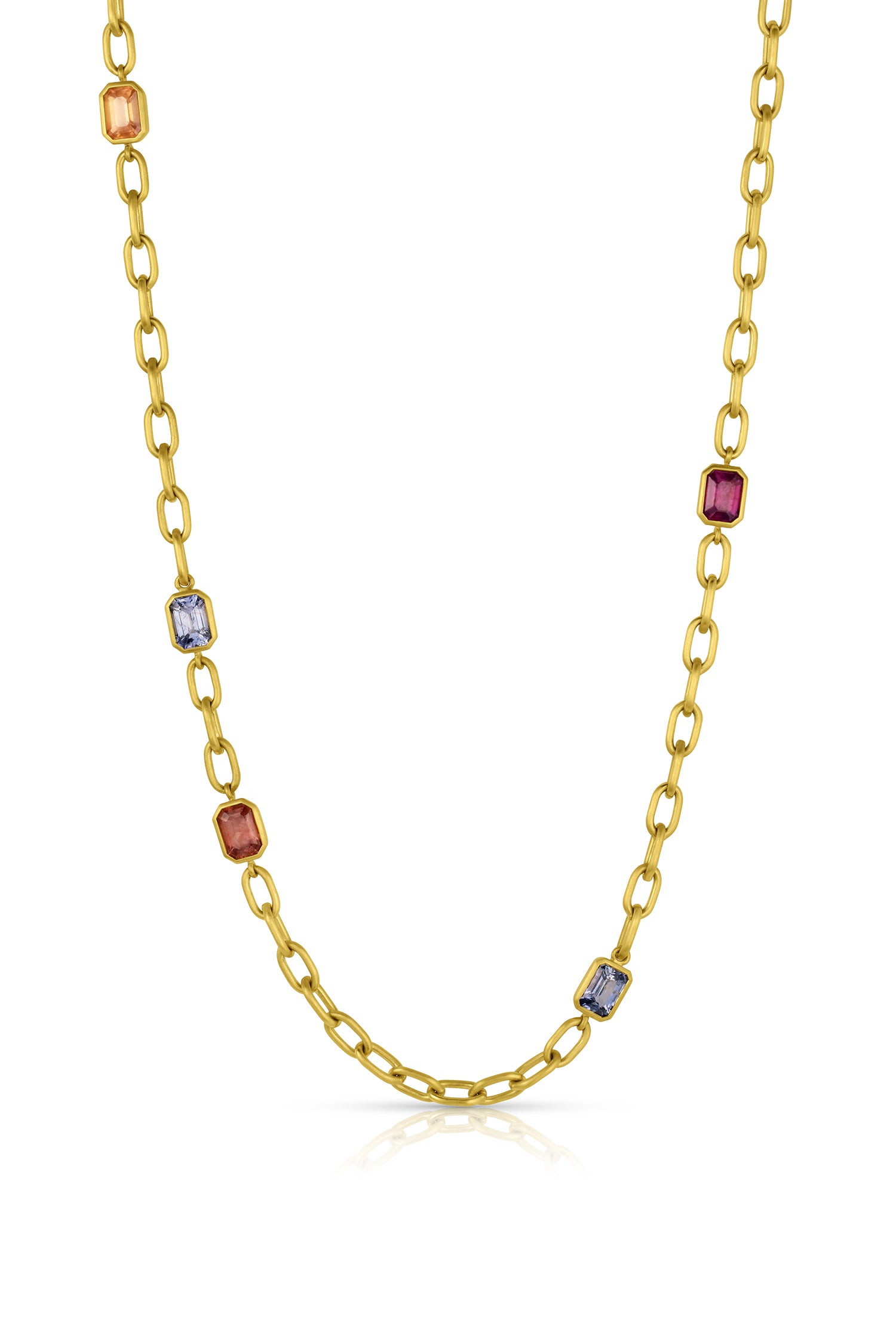 Large Inline Gemstone Necklace - Multi Color Sapphire