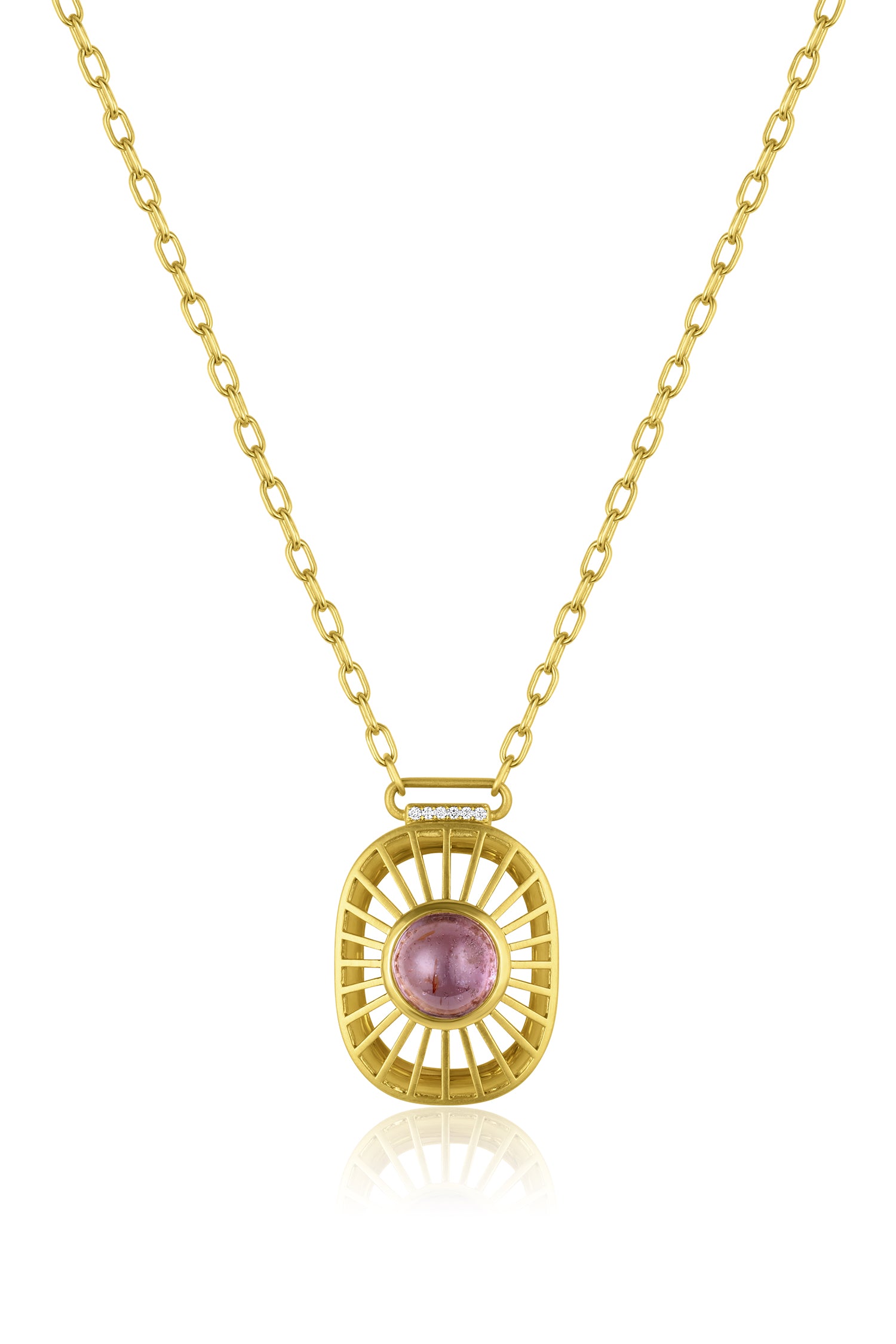 Rectangular Starburst Pendant w/Cabochon - Lavender Sapphire