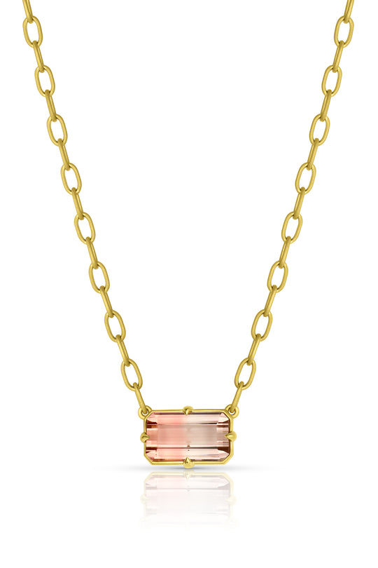East/West Claw Prong Necklace - Bicolor Tourmaline