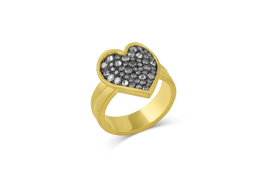 Pavé Heart Ring - Grey Diamond