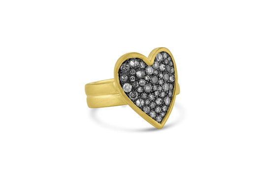 Pavé Heart Ring - Grey Diamond