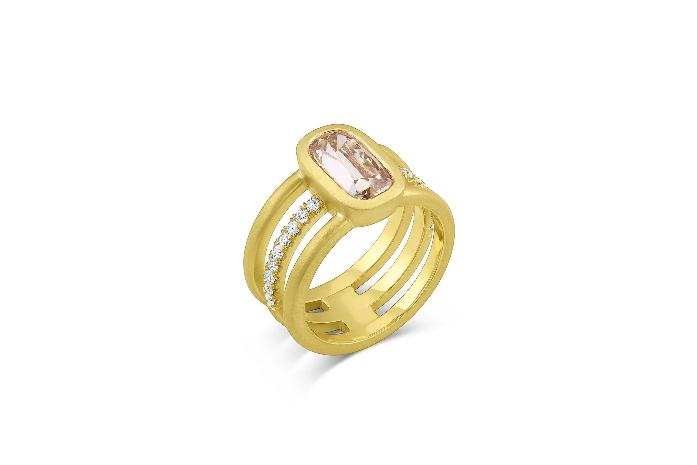 Triple Band Ring - Antique Cushion Diamond