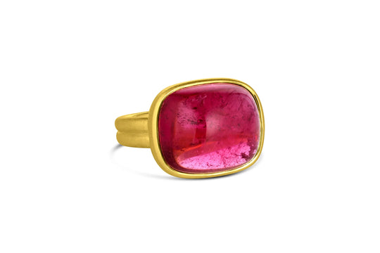Scallop Diamonds Ring - Pink Tourmaline