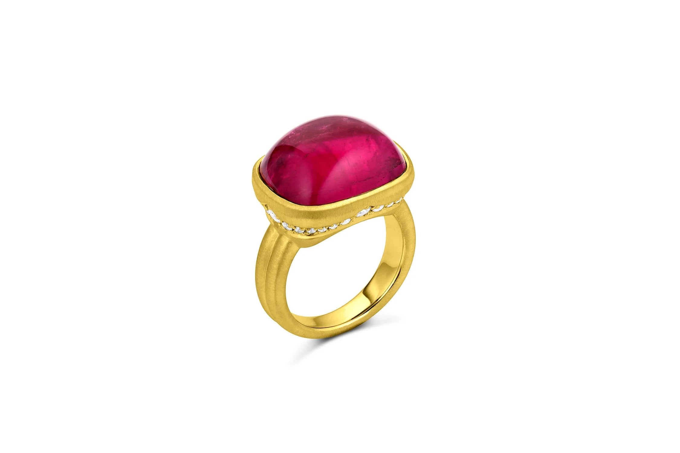 Scallop Diamonds Ring - Pink Tourmaline