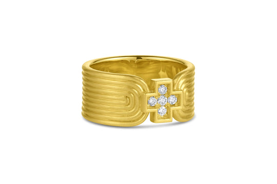Ridged Band w/Pavé Cross - Diamond