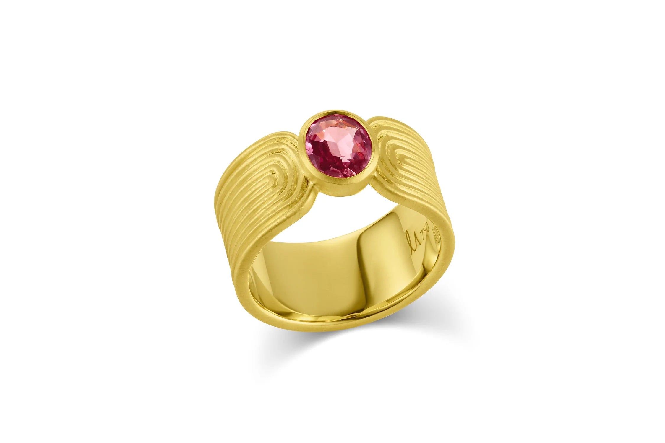 Ridged Band with Faceted Pink Sapphire
