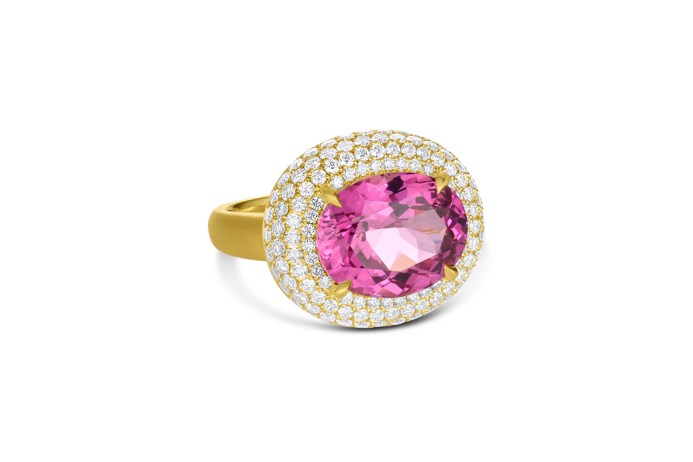 Bauble Ring with Diamond Pavé - Malaya Garnet