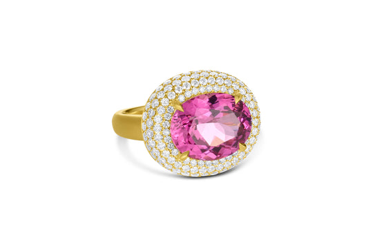 Bauble Ring with Diamond Pavé - Malaya Garnet