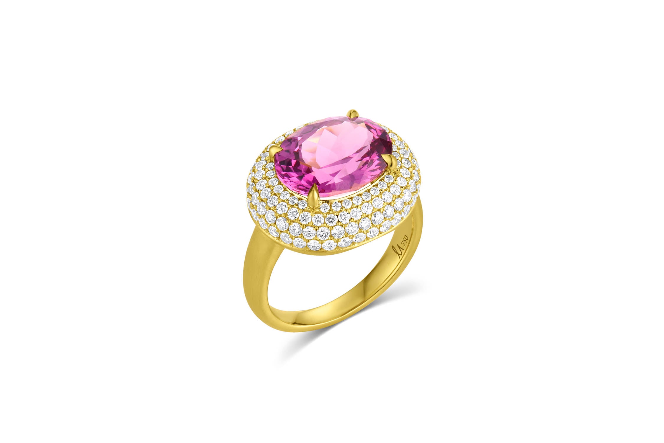 Bauble Ring with Diamond Pavé - Malaya Garnet