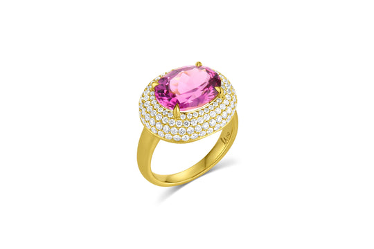 Bauble Ring with Diamond Pavé - Malaya Garnet