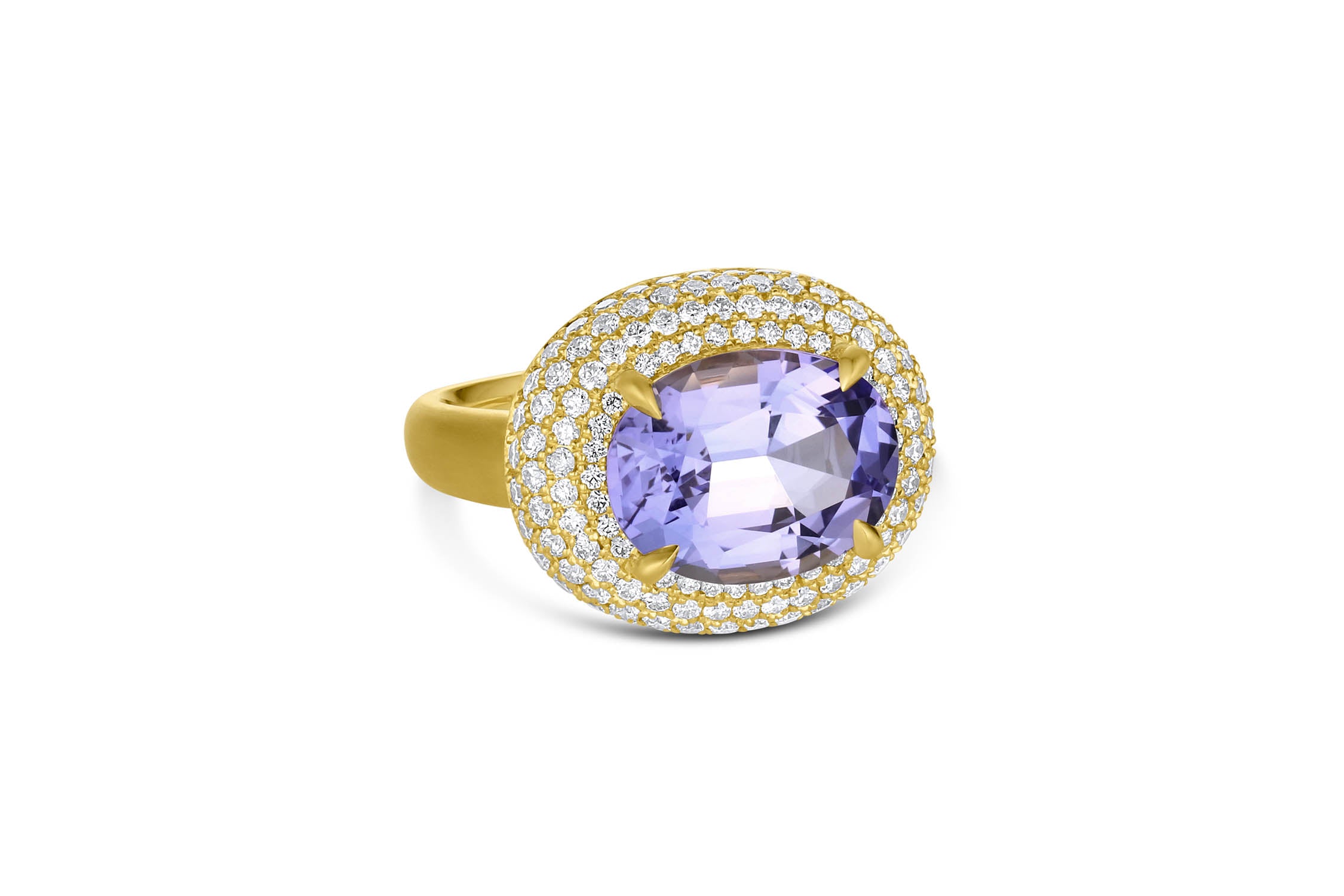 Bauble Ring with Diamond Pavé -Tanzanite