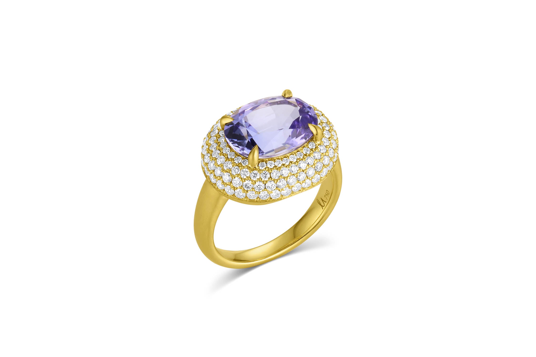 Bauble Ring with Diamond Pavé -Tanzanite