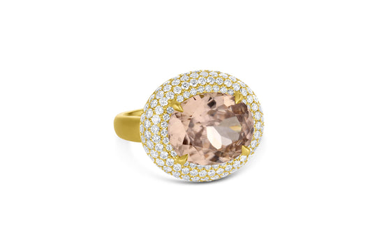 Bauble Ring with Diamond Pavé - Mocha Zircon