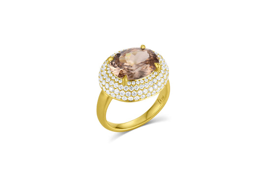 Bauble Ring with Diamond Pavé - Mocha Zircon