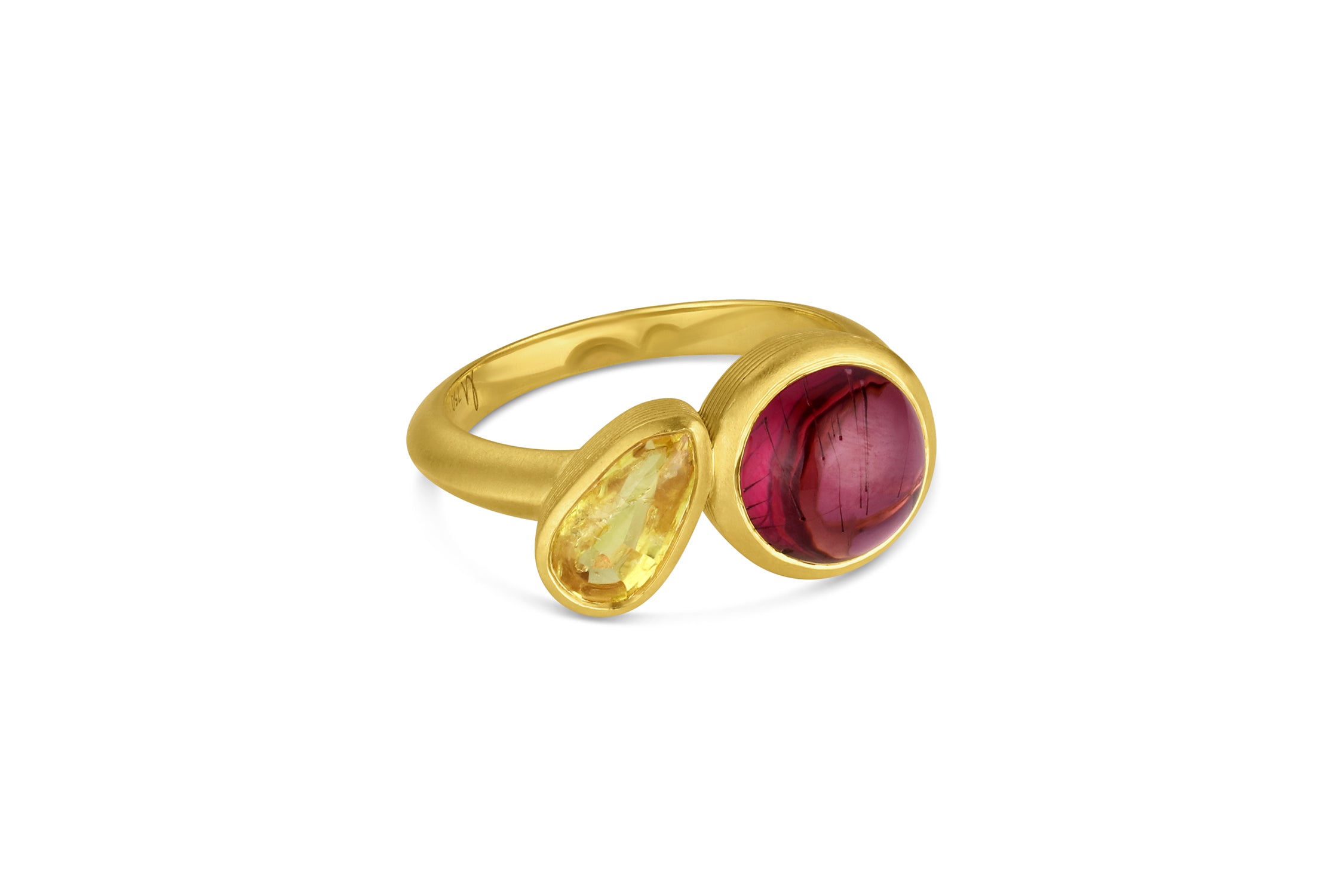 Two Stone Ring - Rhodolite & Yellow Sapphire