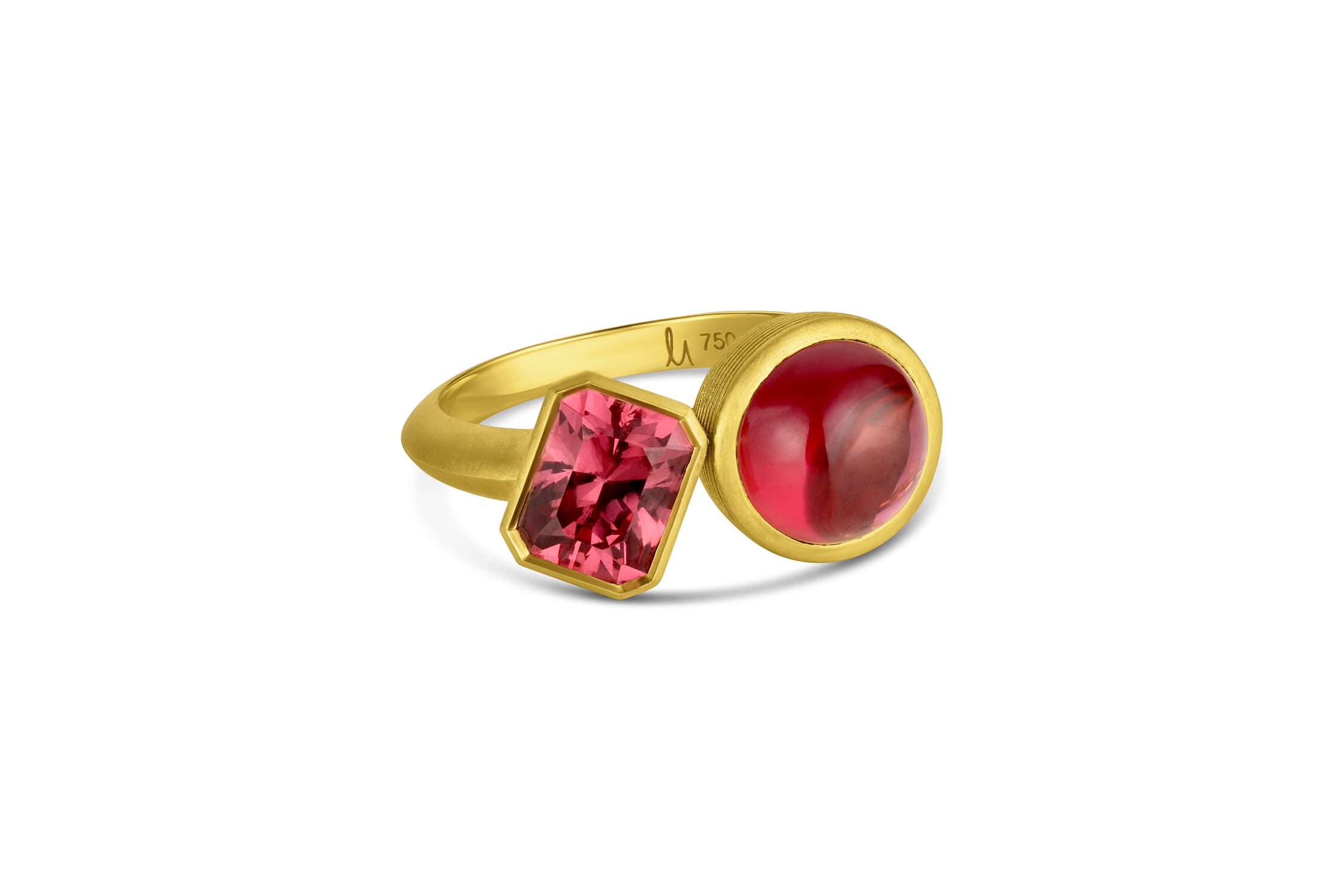 Two Stone Ring - Rhodolite & Mahenge Garnet