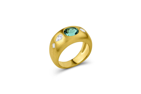 Tilly Ring - Green Tourmaline & Diamond