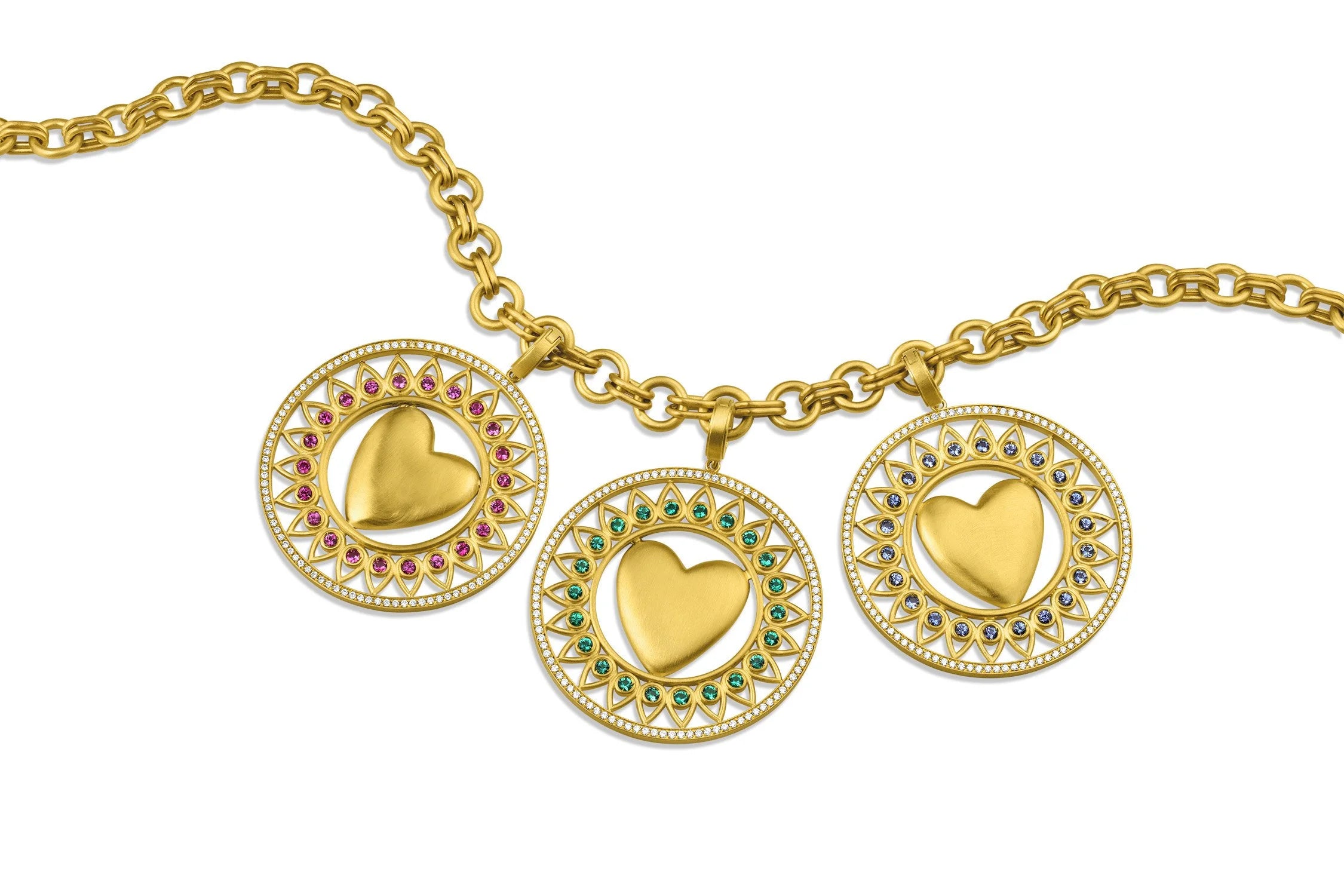Medallion Heart Pendant - Montana Sapphire