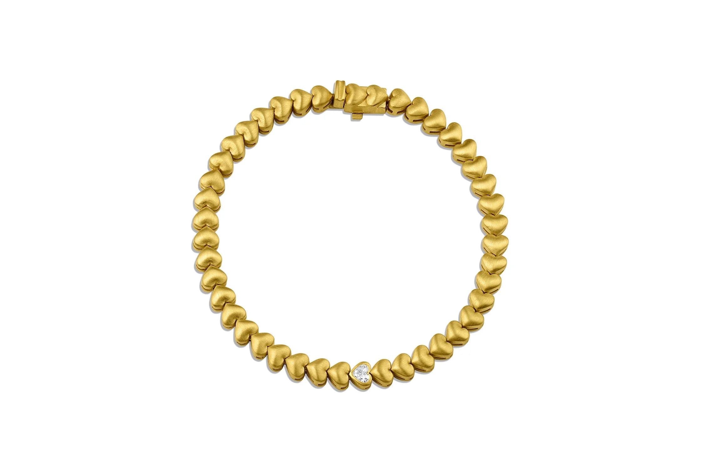 Heart Shape Tennis Bracelet - Single Heart Shape Diamond